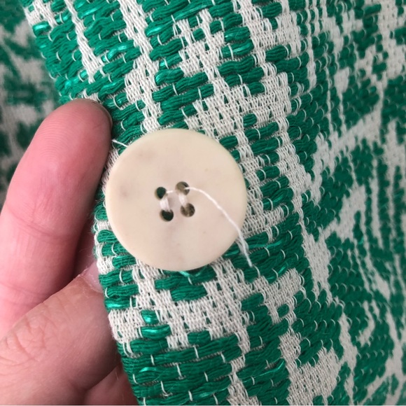 ZARA Green Jacquard tweed Jacket with Patch Pockets SZ M - Picture 10 of 16